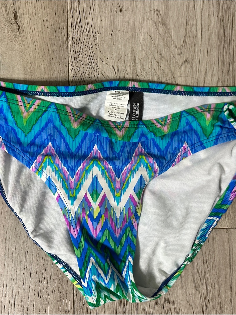 Kenneth Cole Reaction Blue Green Zigzag Bikini Bottoms